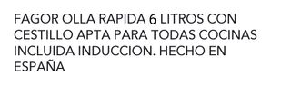 Olla a presión Fagor Future 6L sin estrenar