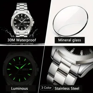 Reloj POEDAGAR Hombre Negro y Plateado