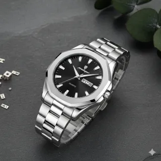 Reloj POEDAGAR Hombre Negro y Plateado