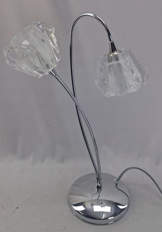 Lámpara sobremesa moderna 2 luces cromo cristal