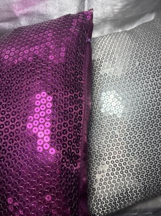 Cojines Brillantes Morado y Plateado 30x30cm