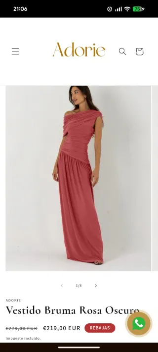 Vestido Bruma rosa marca Adorie Talla M. Invitada