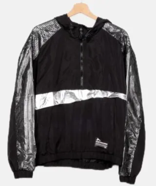 Chaqueta Cortavientost Negra con Detalles Plat