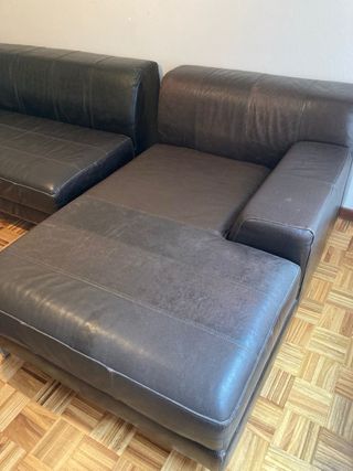 Sofá modular de piel marrón
