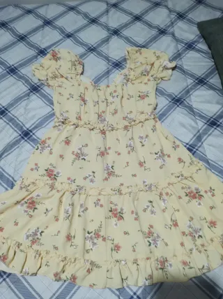 Vestido floral amarillo mujer