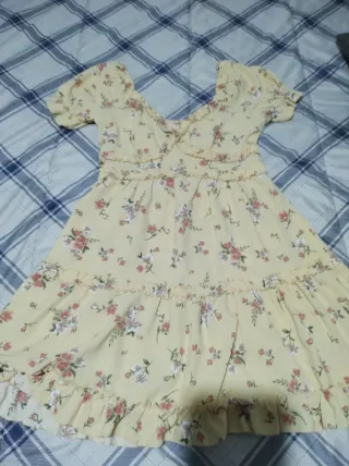 Vestido floral amarillo mujer