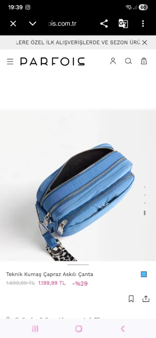 Bolso pequeño azul bandolera