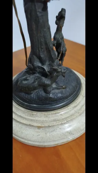 Lámpara de mesa vintage tela y metal