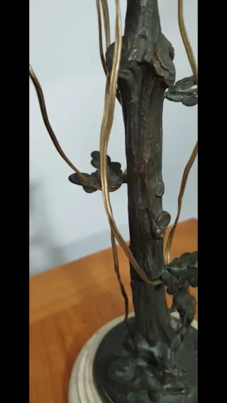 Lámpara de mesa vintage tela y metal