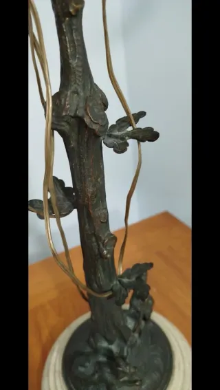 Lámpara de mesa vintage tela y metal