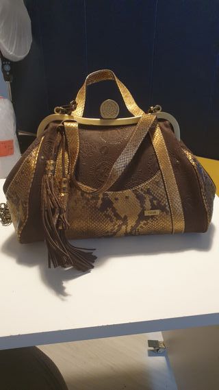 Bolso Tous Piel Marrón y Dorado. Único.