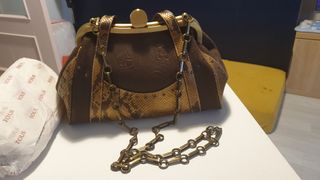 Bolso Tous Piel Marrón y Dorado. Único.