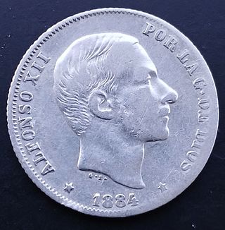 20 Centavos de Peso 1884 Manila ¡Plata! (Alf.XII)