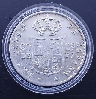 20 Centavos de Peso 1884 Manila ¡Plata! (Alf.XII)
