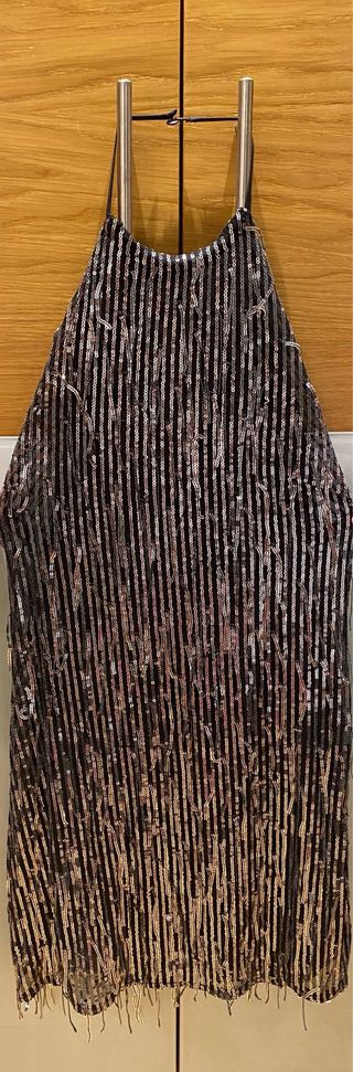 Vestido fiesta lentejuelas negro y dorado Talla S