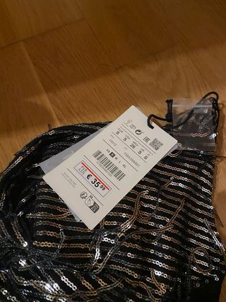 Vestido fiesta lentejuelas negro y dorado Talla S