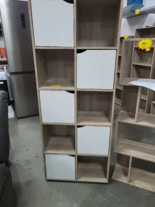Mueble Estantería Modular Blanco y Madera