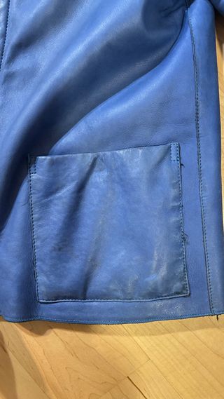 Cazadora piel azul estilo obrero