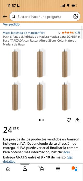 Base Tapizada 135 Beige y patas madera + colchon.