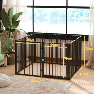 Parque para perros 8 paneles acero negro