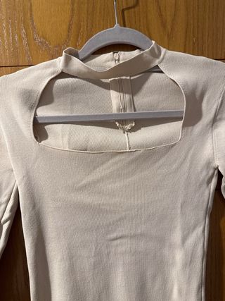 Jersey beige manga larga con cuello