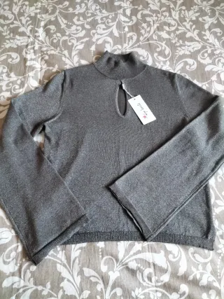 Jersey brillante cuello alto talla L