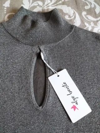 Jersey brillante cuello alto talla L