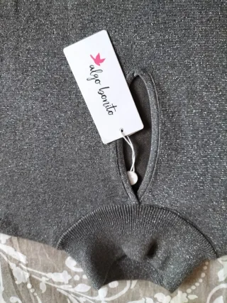 Jersey brillante cuello alto talla L