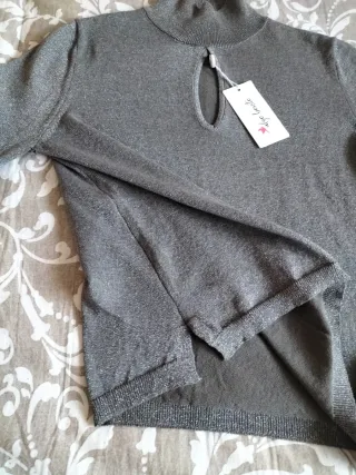 Jersey brillante cuello alto talla L