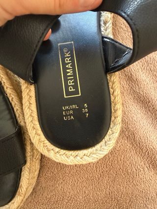 Sandalias Plataforma Esparto Negro