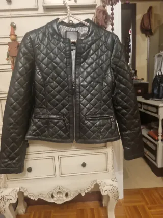 Cazadora Piel Negra Acolchada