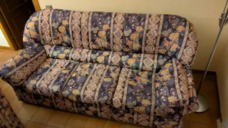 Sofá 3 plazas y sillón estampado