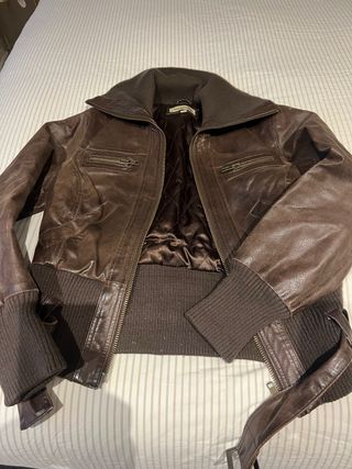 Chaqueta de Piel Cazadora Marrón