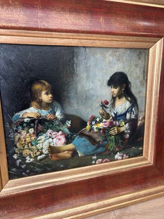 Cuadro niñas con flores