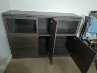 ✨ Aparador moderno con vitrina y gran capacidad ✨