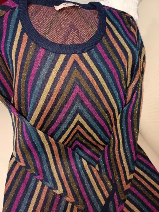 Vestido fiesta TWINS rayas metalizadas