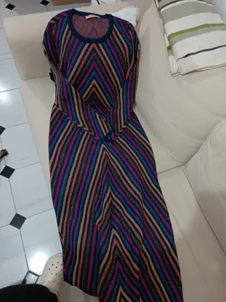 Vestido fiesta TWINS rayas metalizadas