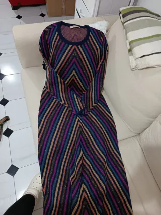 Vestido fiesta TWINS rayas metalizadas