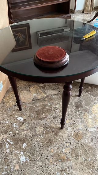 Mesa redonda madera noble 90cm