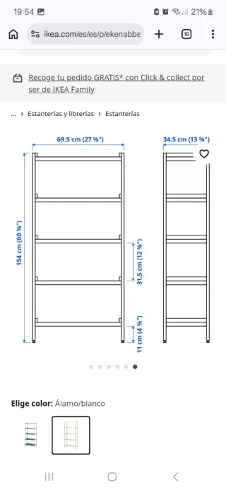 Estantería IKEA EKENABBEN Álamo/Blanco