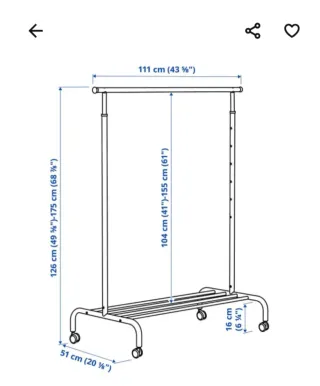 Perchero Ropa Metálico Ikea Blanco