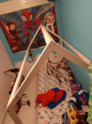 Cama infantil casita madera blaca