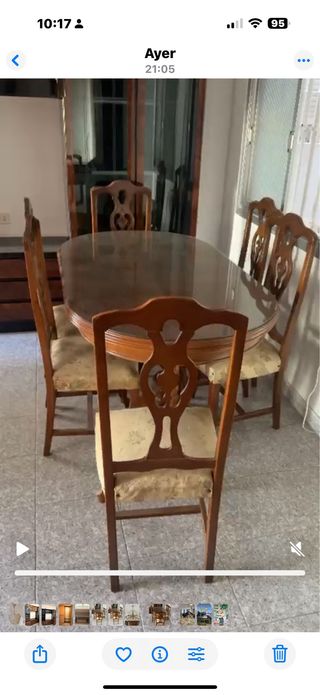 Conjunto comedor madera y cristal