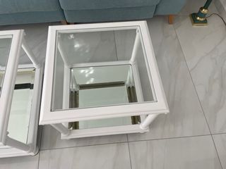 Tavoli da salotto in vetro e metallo bianco verniciato