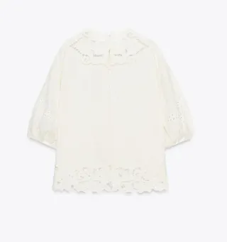 Blusa Zara bordados calados
