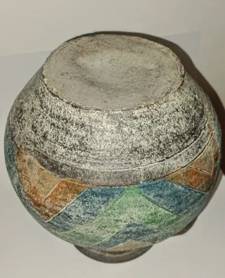 Vaso in cotto policromo 2 manici