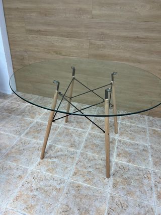 Tavolo rotondo in vetro per sala da pranzo/cucina