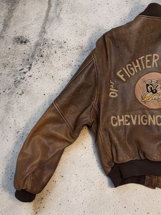 Chaqueta Bomber Cuero Chevignon Vintage Talla XXL