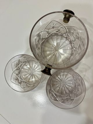 Juego vasos cristal tallado + cubitera