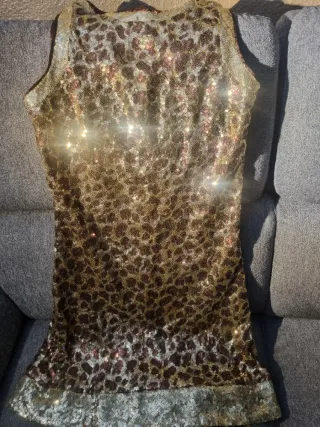 Vestido lentejuelas leopardo dorado